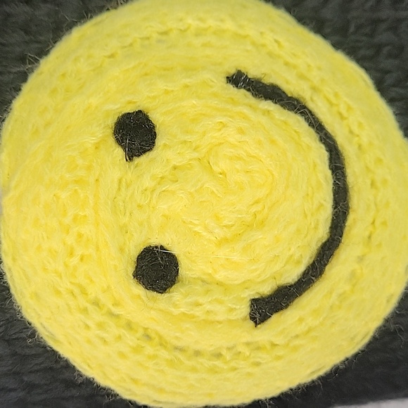 NEW Debut Open front Black cardigan sweater with crochet smiley face 3D - Picture 3 of 8